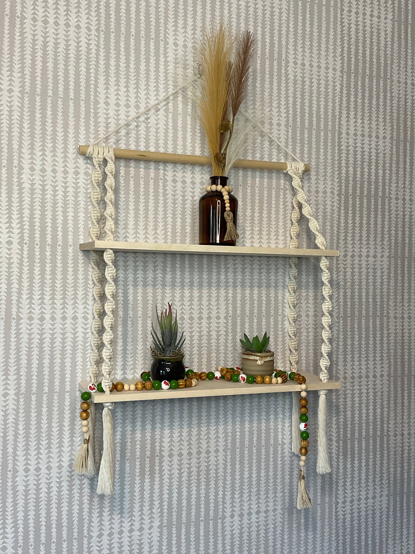 18 Inch Double Macramé Shelf