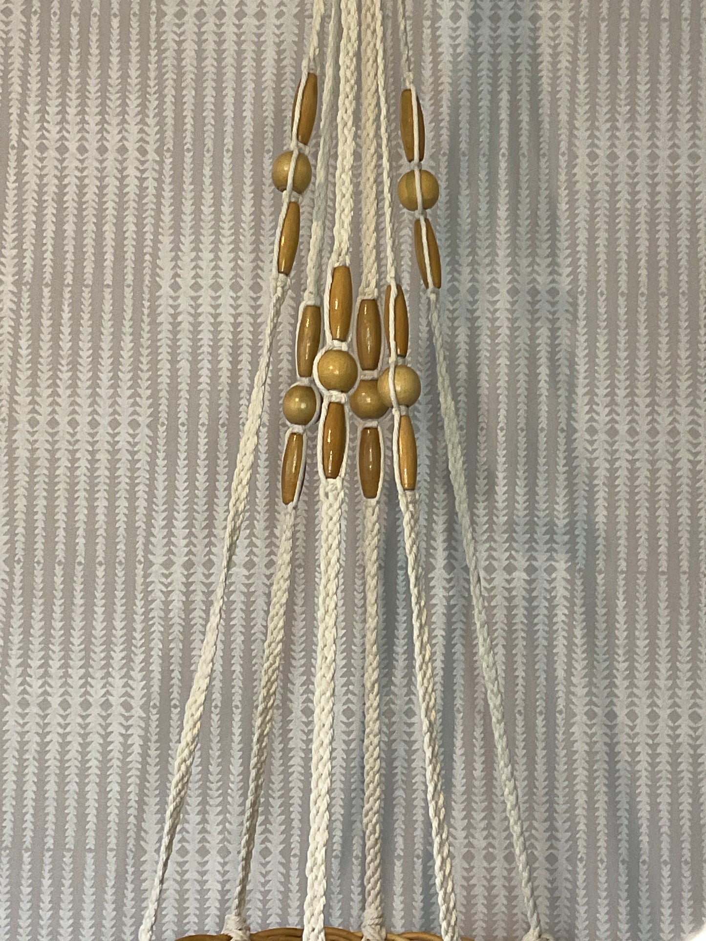 Macrame Hanging Wicker Basket 13 inch oval