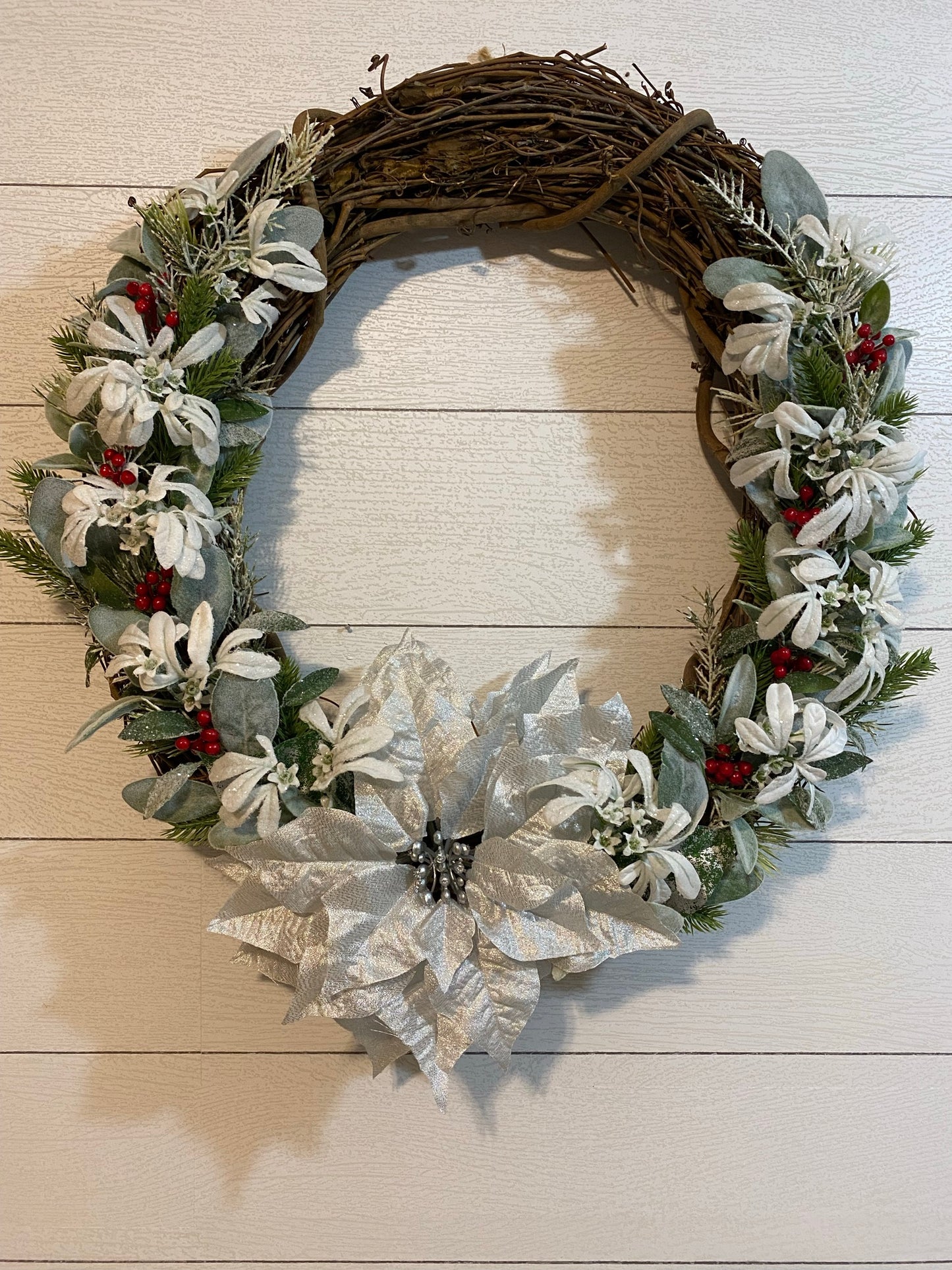 Silver Woodland Grapevine Wreath