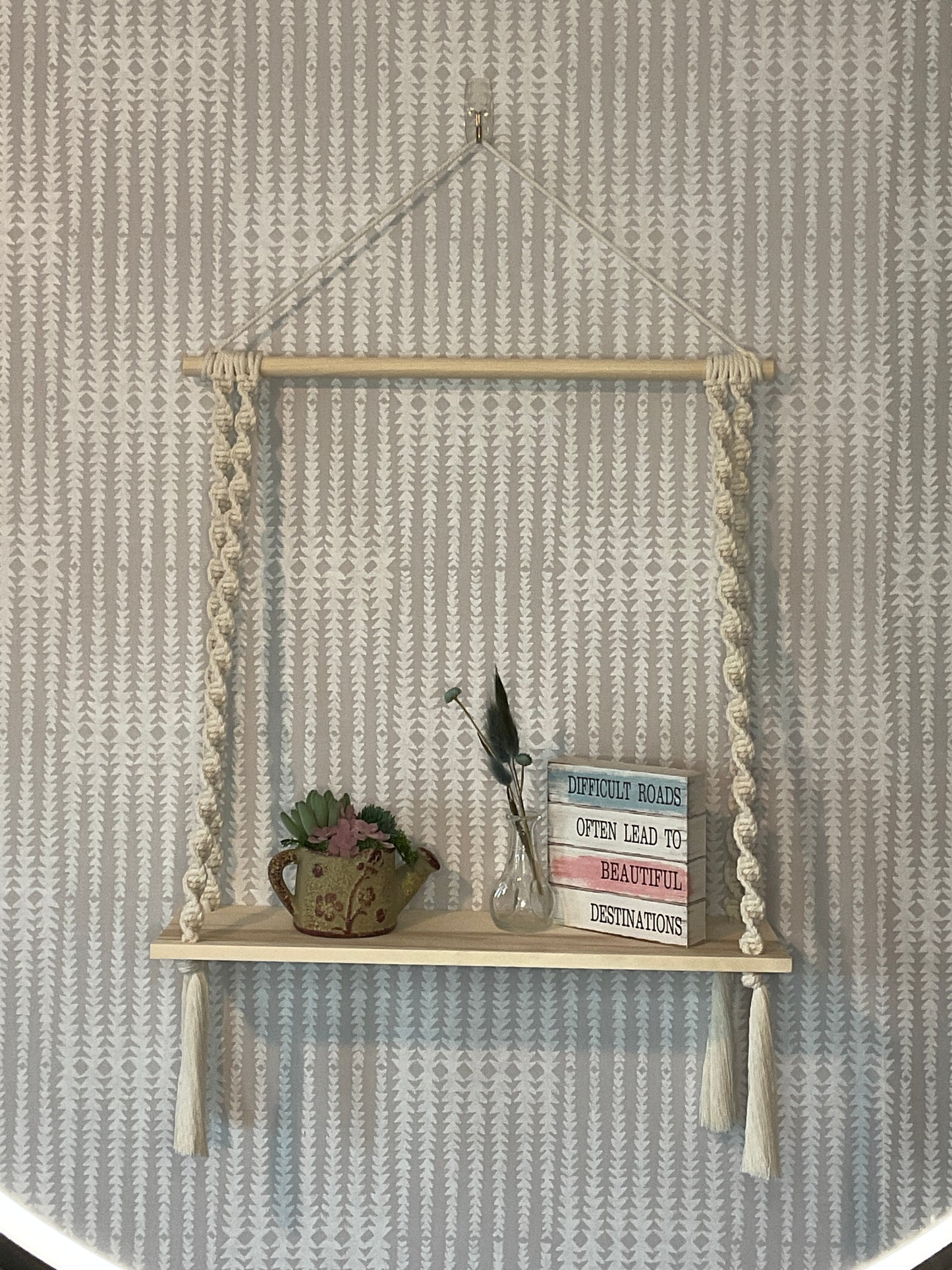 14 Inch Macramé Hanging Shelf