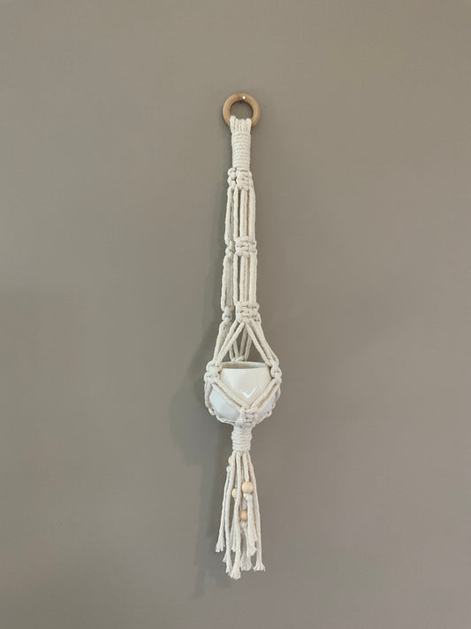 2.5 Inch White Ceramic Macramé Plant Hanger