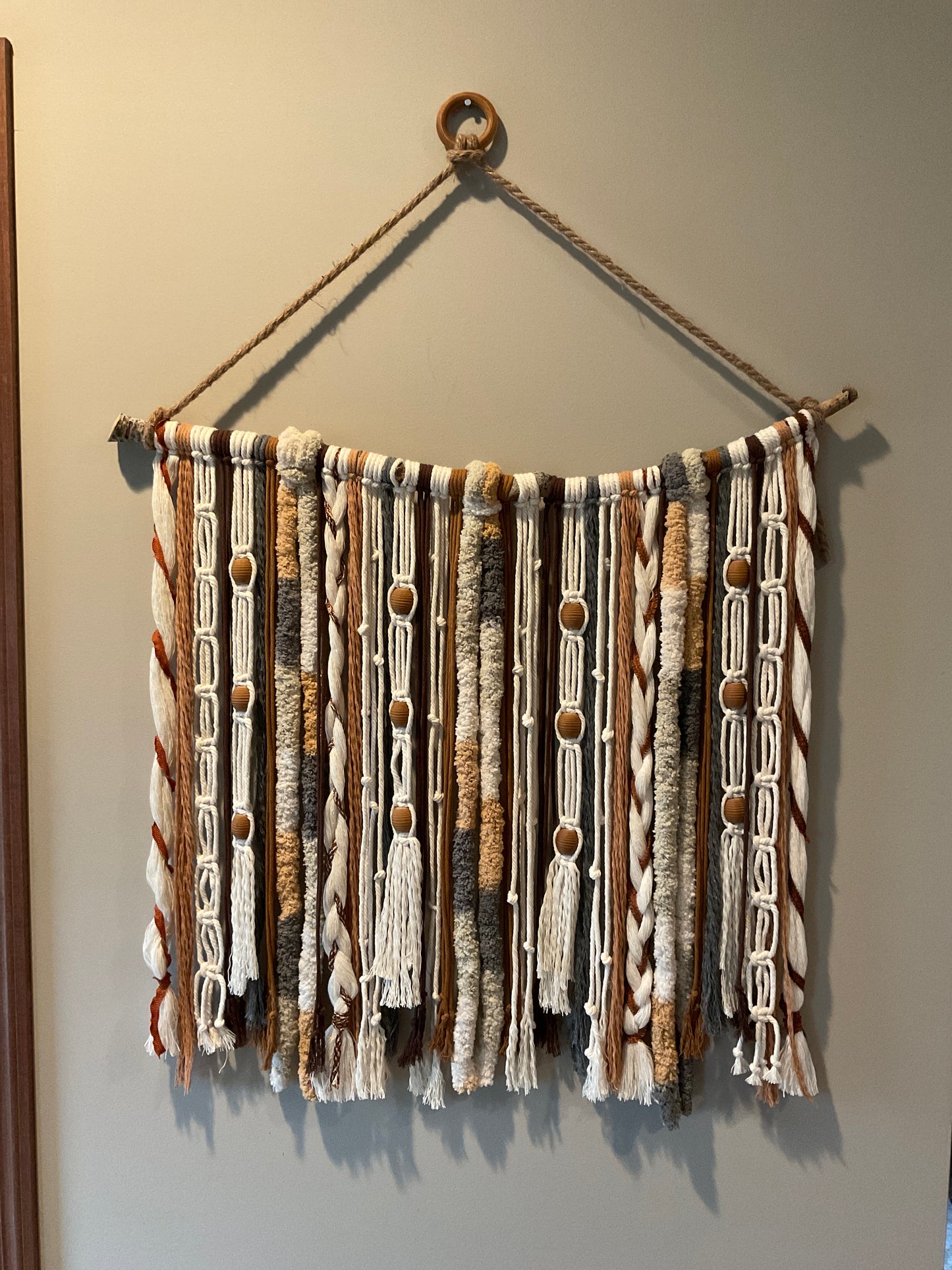 Birch Stick Wall Hanging Natural, Brown, Grey 24 Inch