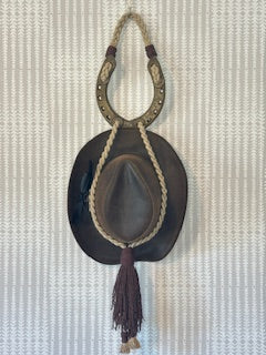 Horseshoe Macrame hat hanger-braided cord