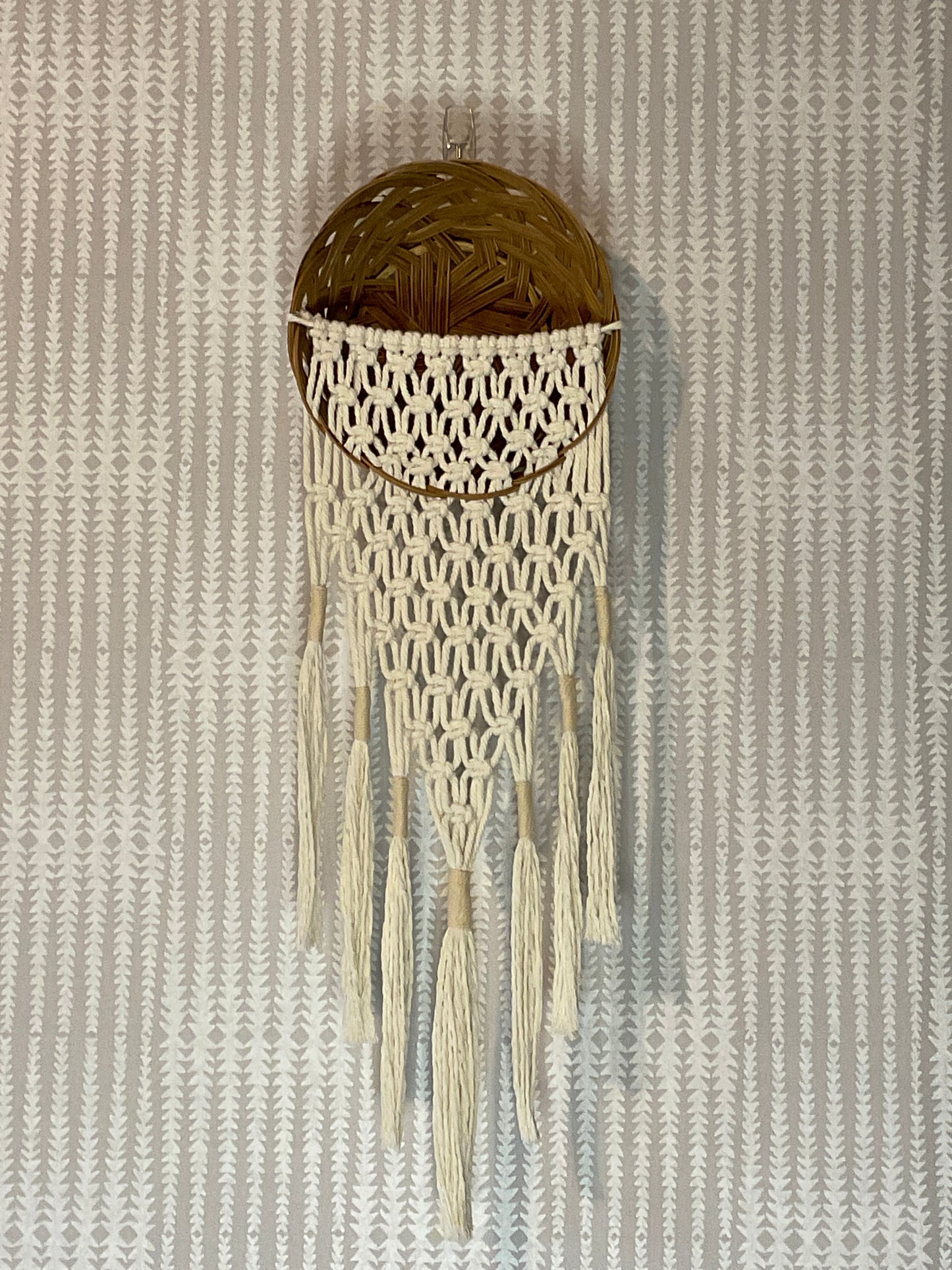 9in Basket with Macrame design