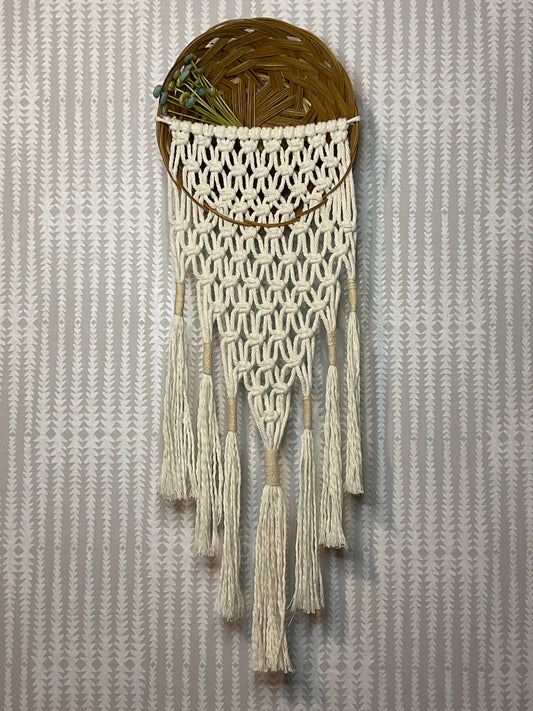 9in Basket with Macrame design