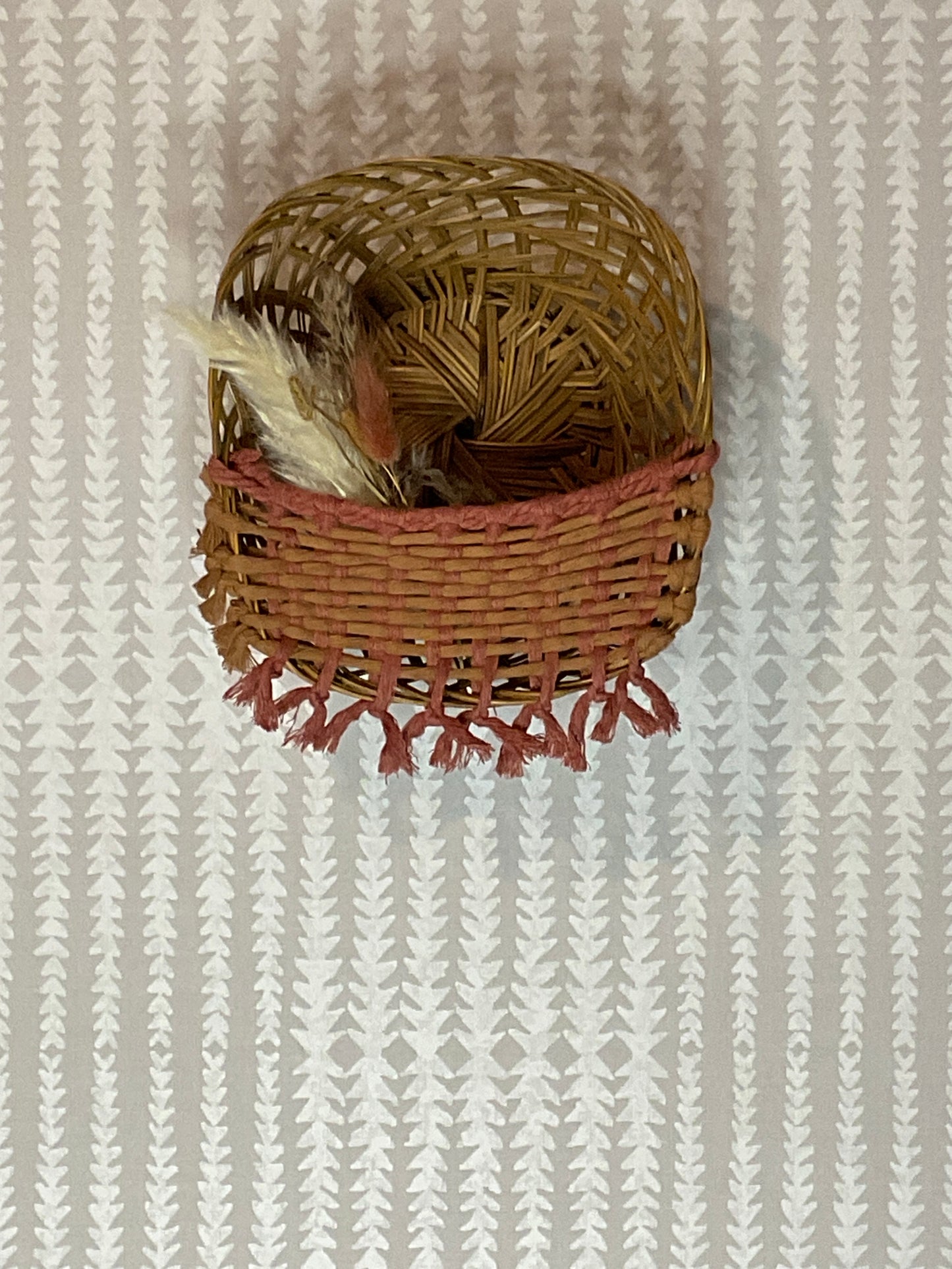 7inch Basket with Macrame weave design