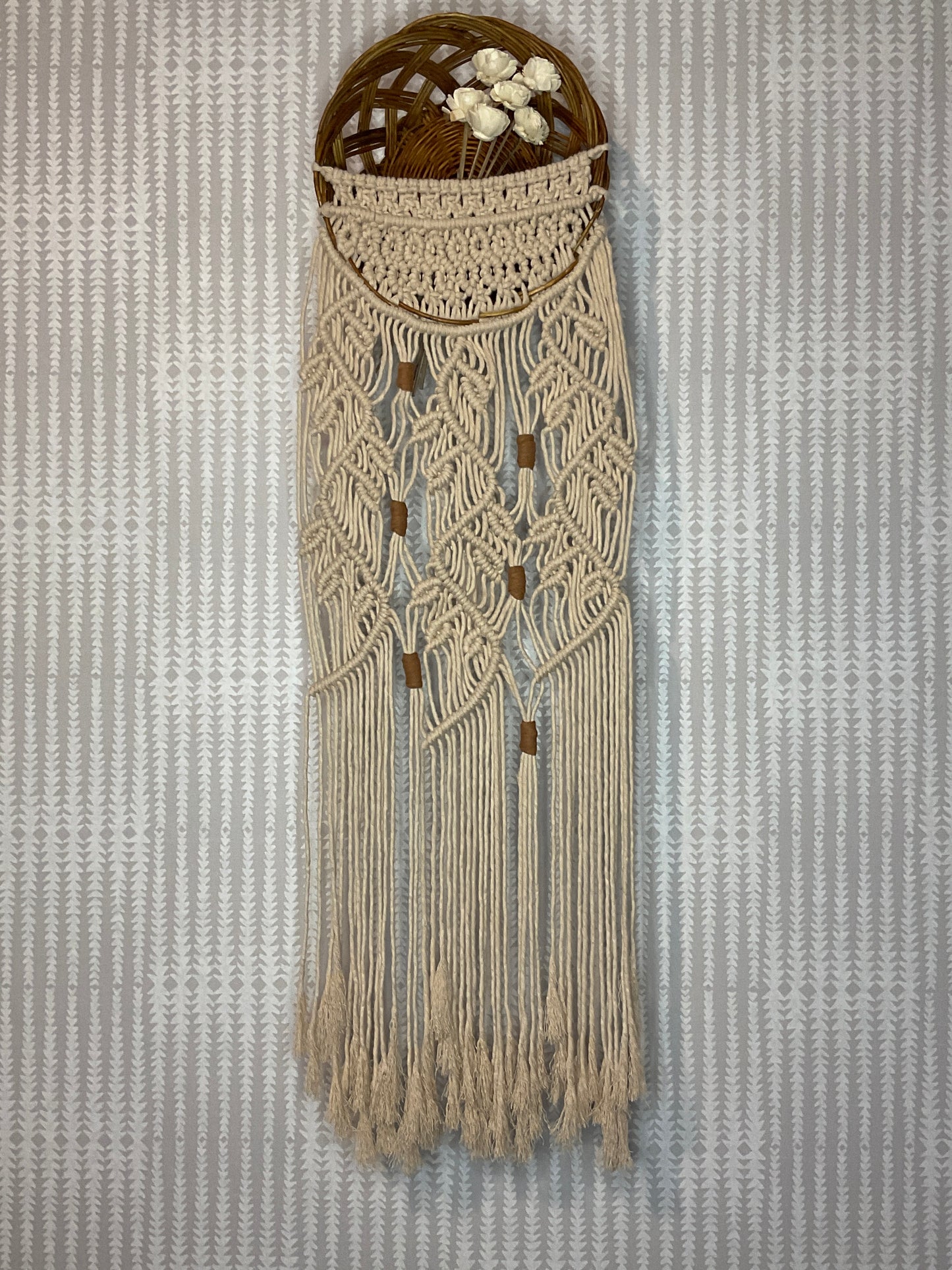 9inch Basket with Almond Macrame design