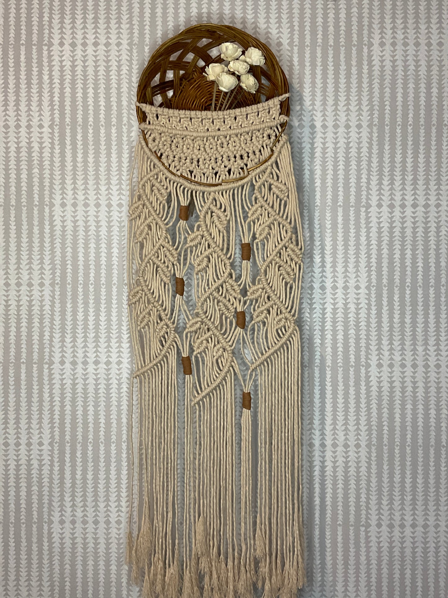 9inch Basket with Almond Macrame design