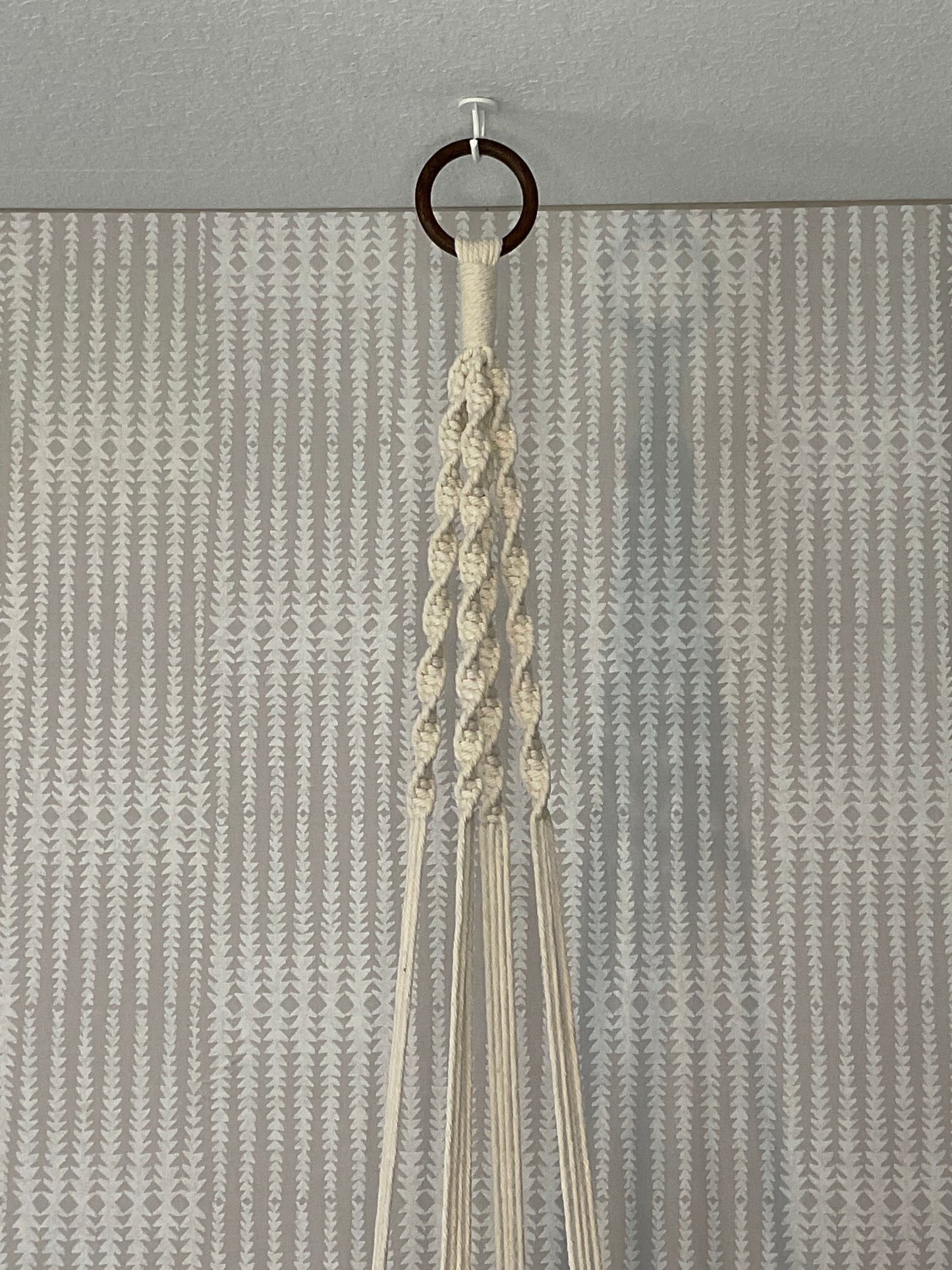 Macrame hanging Black Walnut tray 12 inch