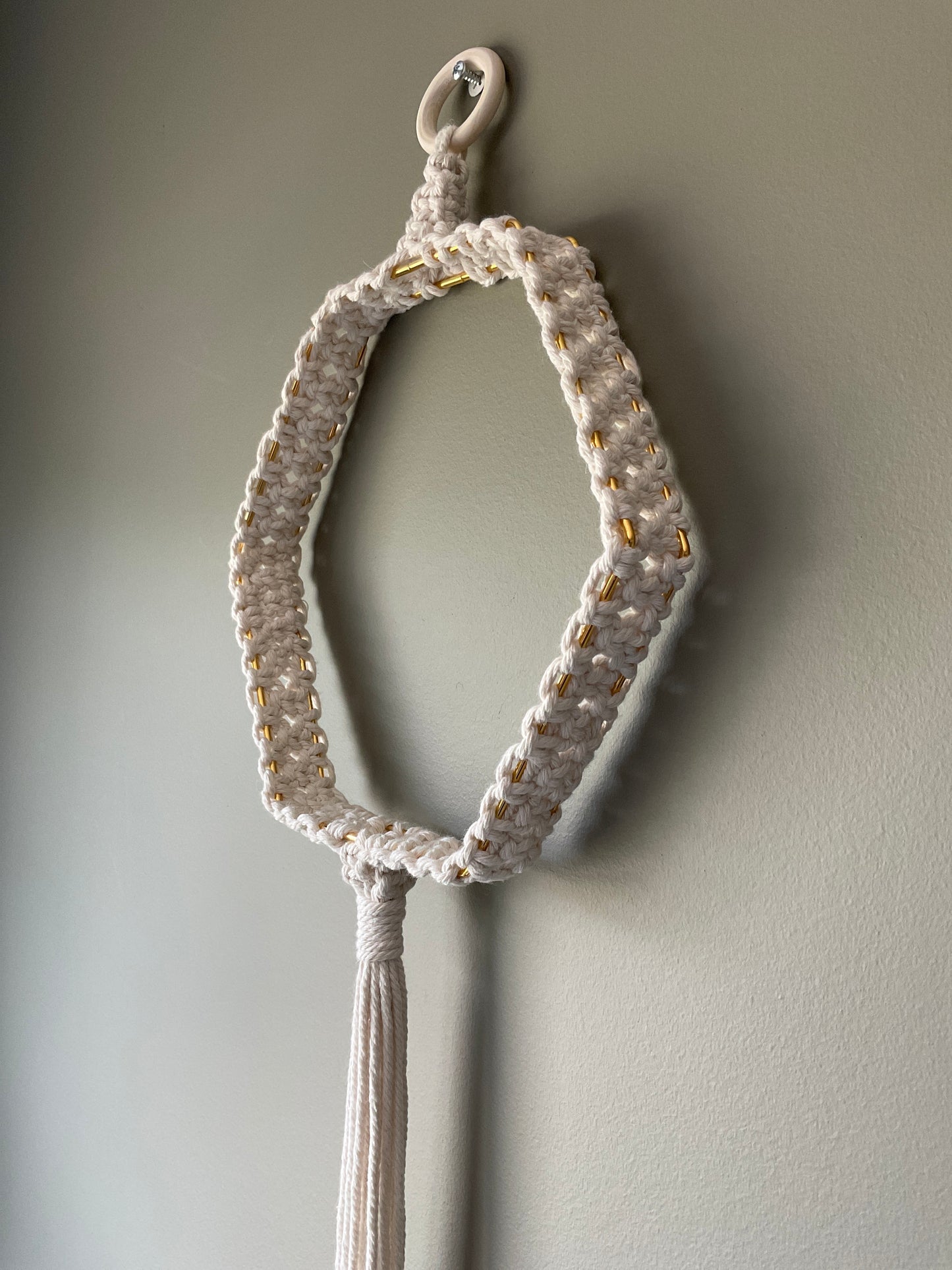 Macramé Gold Hexagon Hoop Wall Hanging