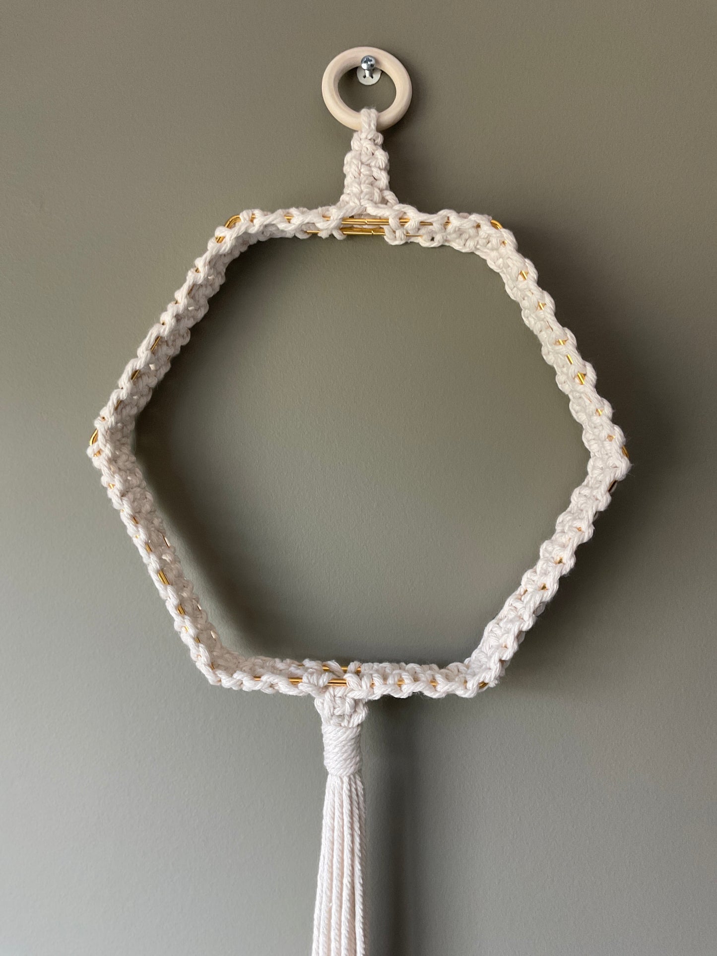 Macramé Gold Hexagon Hoop Wall Hanging