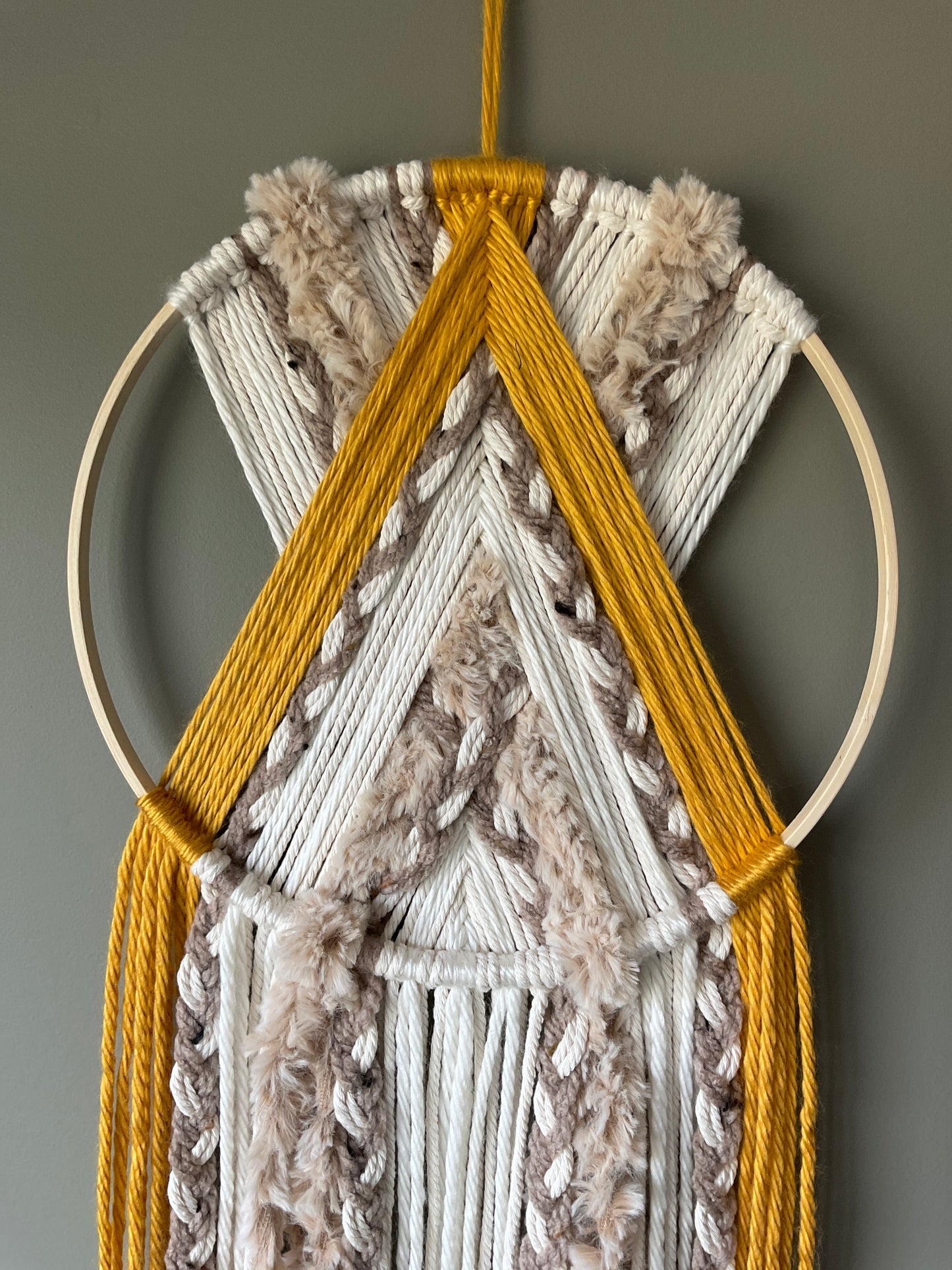 Macramé Yarn and Faux Fur Hoop 10 Inch