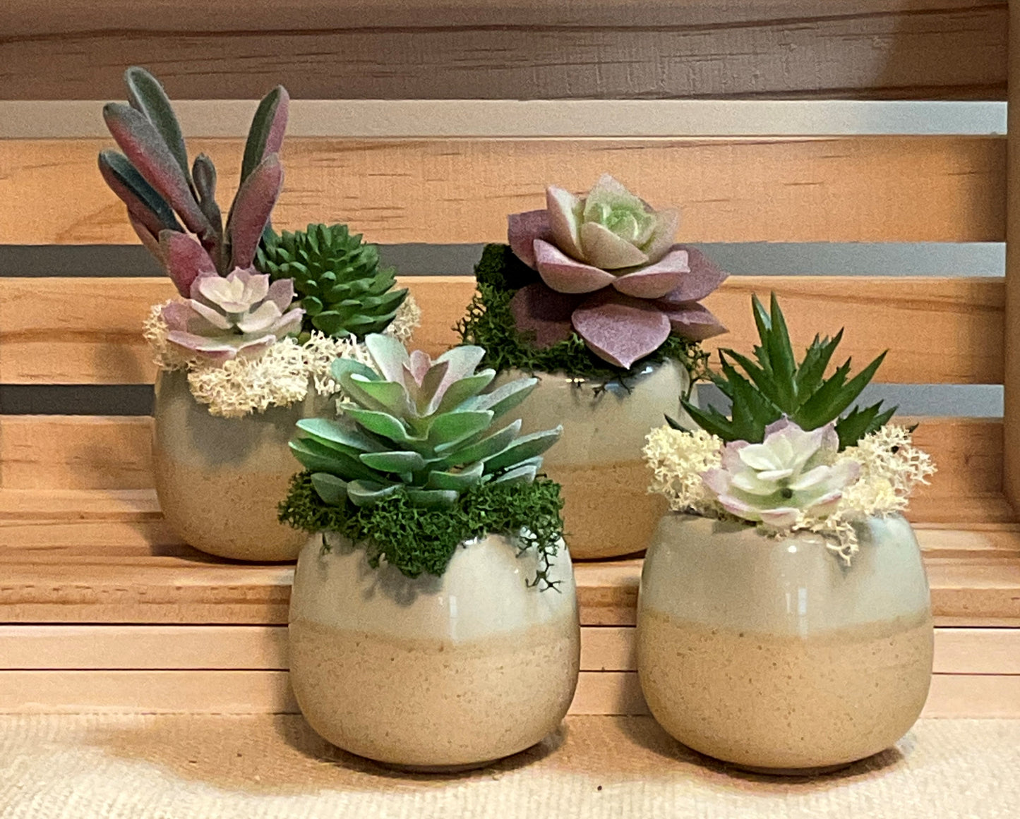 2.5 Inch Mini Ceramic Pots with Artificial Succulents