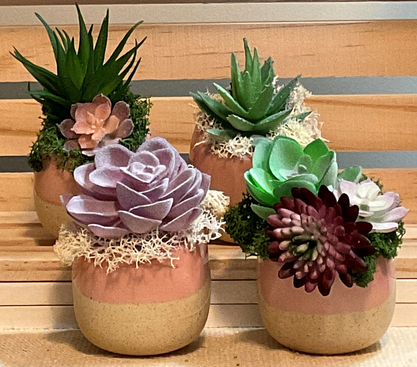 2.5 Inch Mini Ceramic Pots with Artificial Succulents