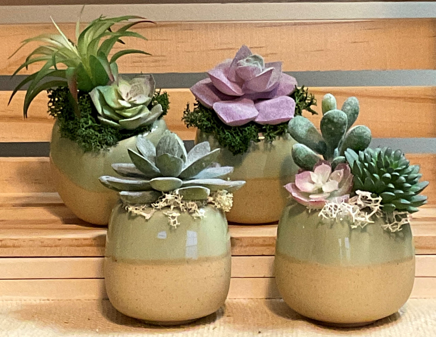 2.5 Inch Mini Ceramic Pots with Artificial Succulents