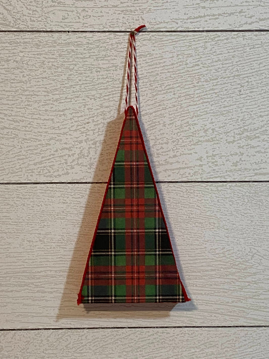 Plaid Tidings Christmas Tree Ornaments 6.5" red and green plaid