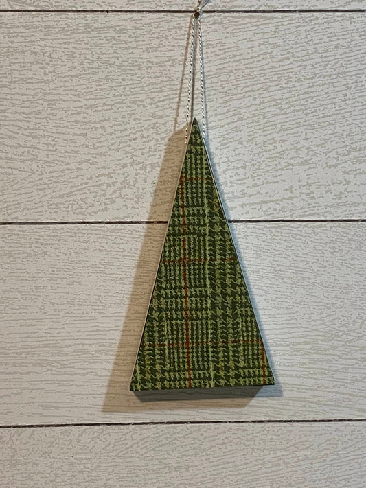 Plaid Tidings Christmas Tree Ornaments 6.5" green plaid